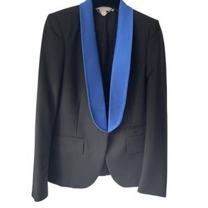 Stella McCartney black with blue lapel blazer 38